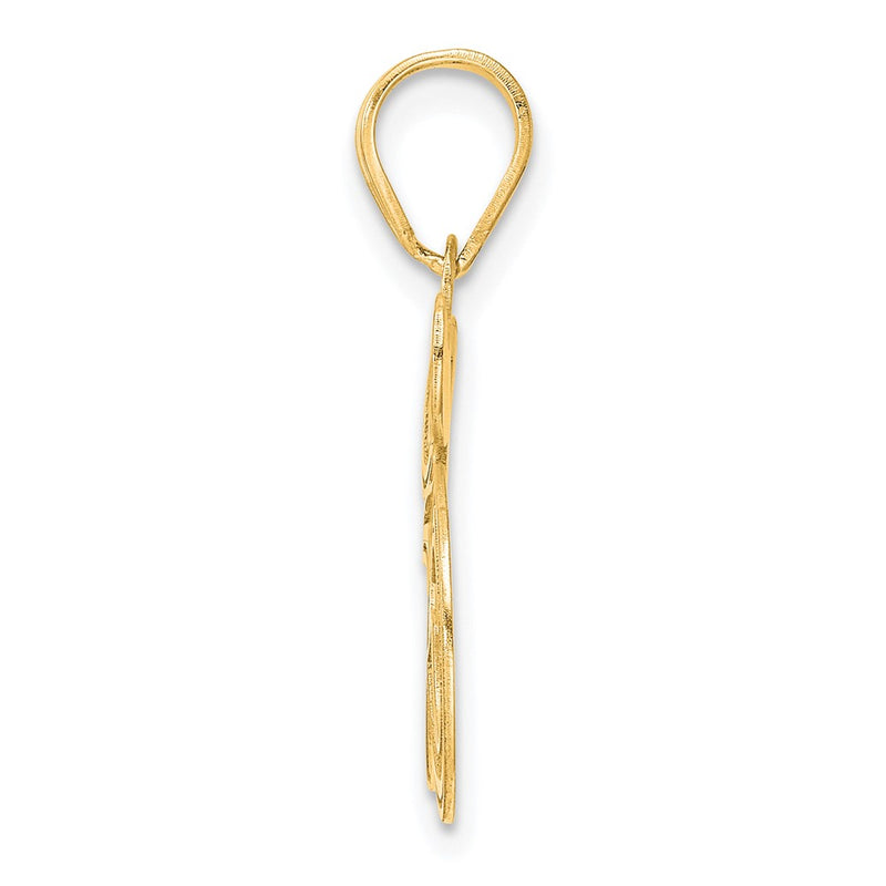 14k Yellow Gold Polished Etched Number 35 Pendant