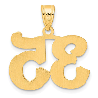 14k Yellow Gold Polished Etched Number 35 Pendant