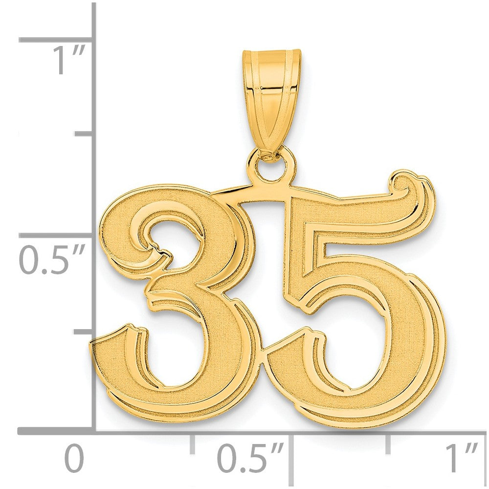 14k Yellow Gold Polished Etched Number 35 Pendant