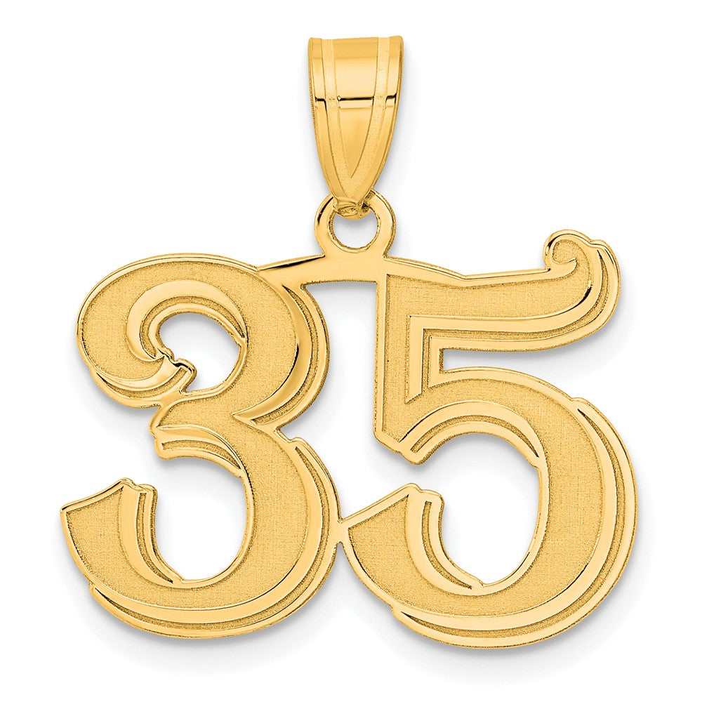 14k Yellow Gold Polished Etched Number 35 Pendant