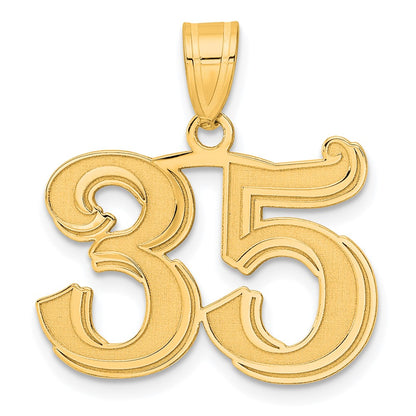 14k Yellow Gold Polished Etched Number 35 Pendant
