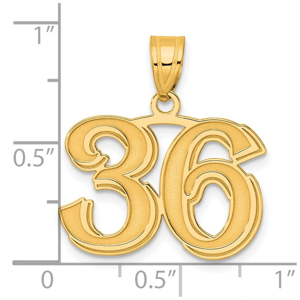 14k Yellow Gold Polished Etched Number 36 Pendant