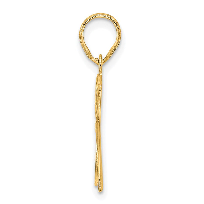14k Yellow Gold Polished Etched Number 37 Pendant