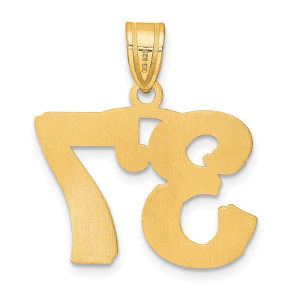 14k Yellow Gold Polished Etched Number 37 Pendant