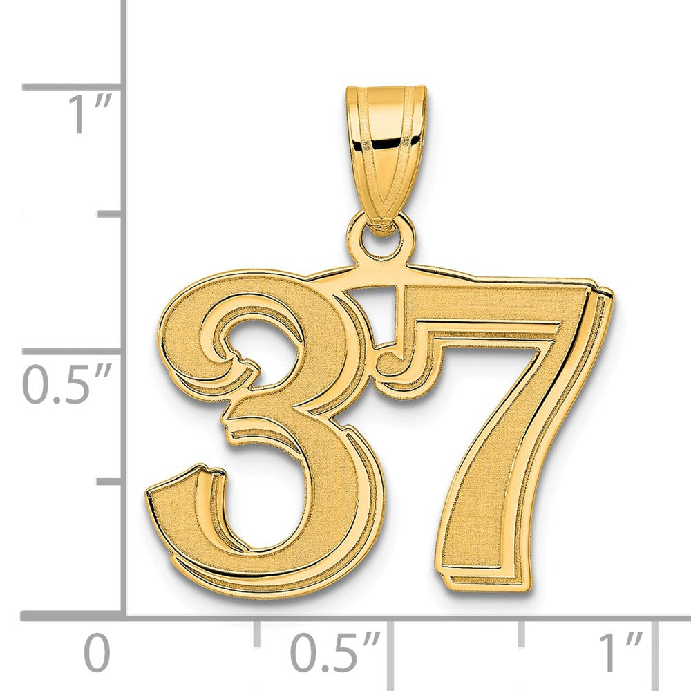 14k Yellow Gold Polished Etched Number 37 Pendant
