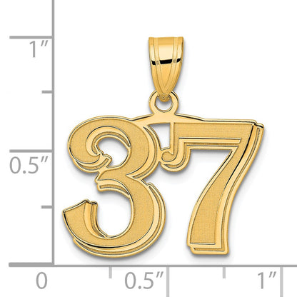 14k Yellow Gold Polished Etched Number 37 Pendant