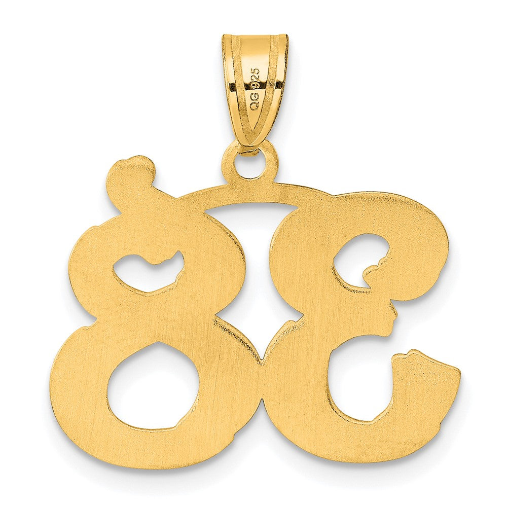 14k Yellow Gold Polished Etched Number 38 Pendant