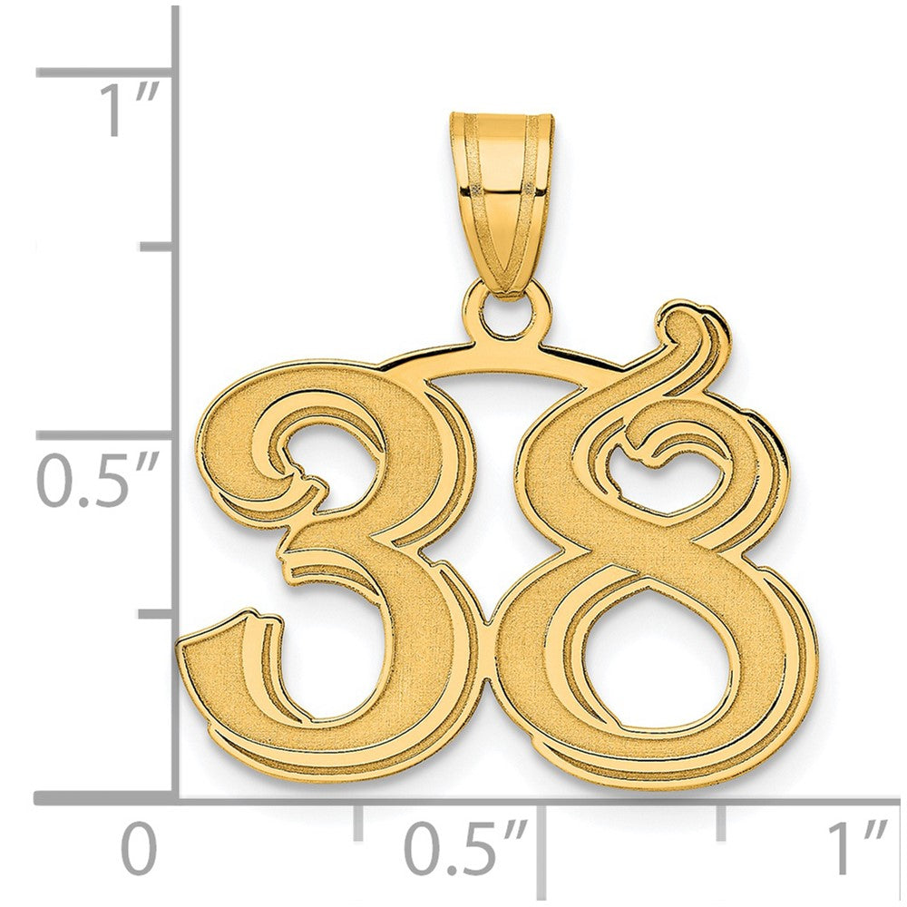 14k Yellow Gold Polished Etched Number 38 Pendant
