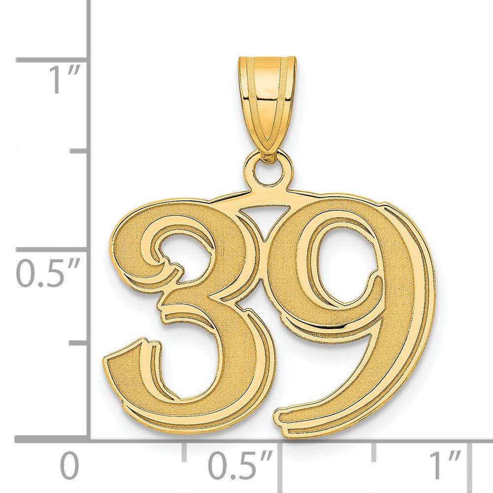 14k Yellow Gold Polished Etched Number 39 Pendant