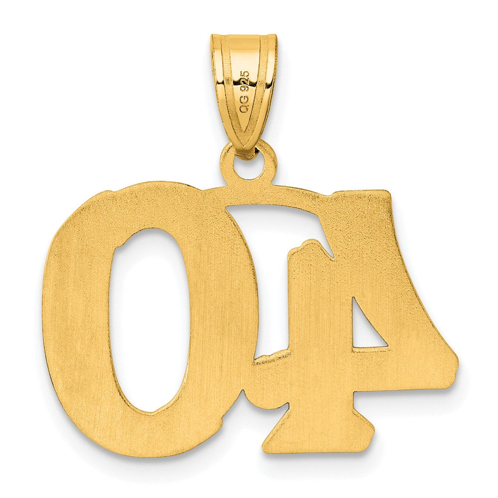 14k Yellow Gold Polished Etched Number 40 Pendant