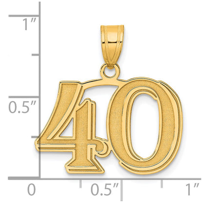14k Yellow Gold Polished Etched Number 40 Pendant