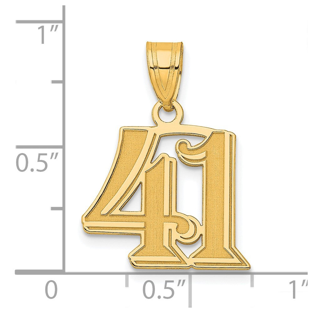 14k Yellow Gold Polished Etched Number 41 Pendant
