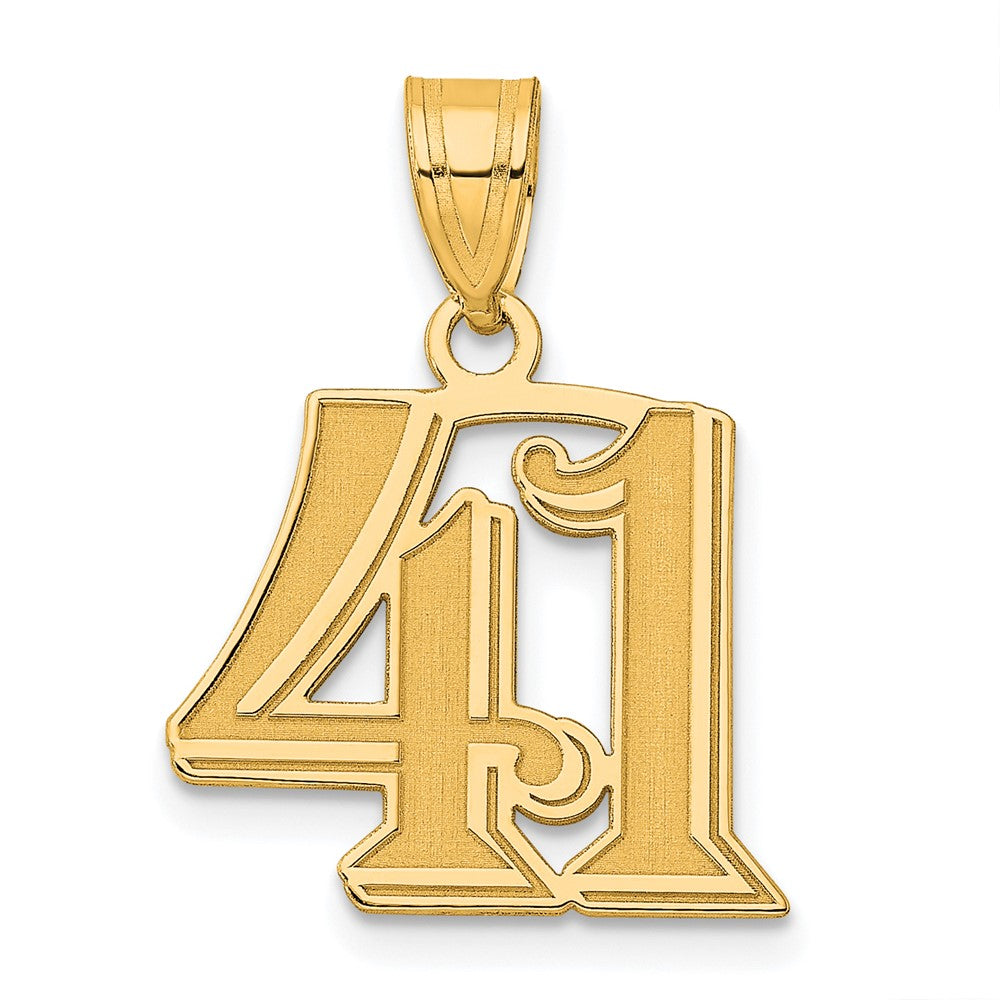 14k Yellow Gold Polished Etched Number 41 Pendant