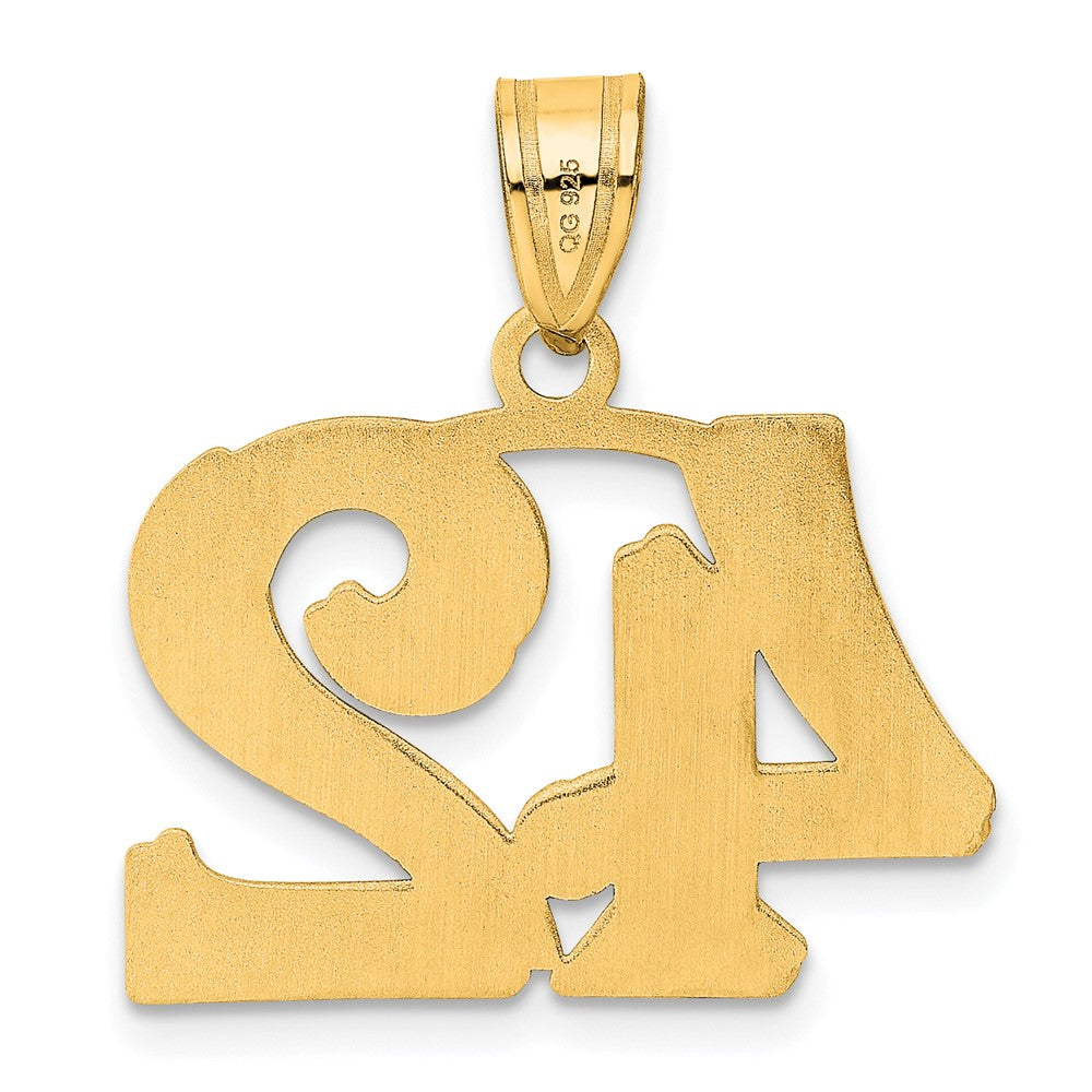14k Yellow Gold Polished Etched Number 42 Pendant