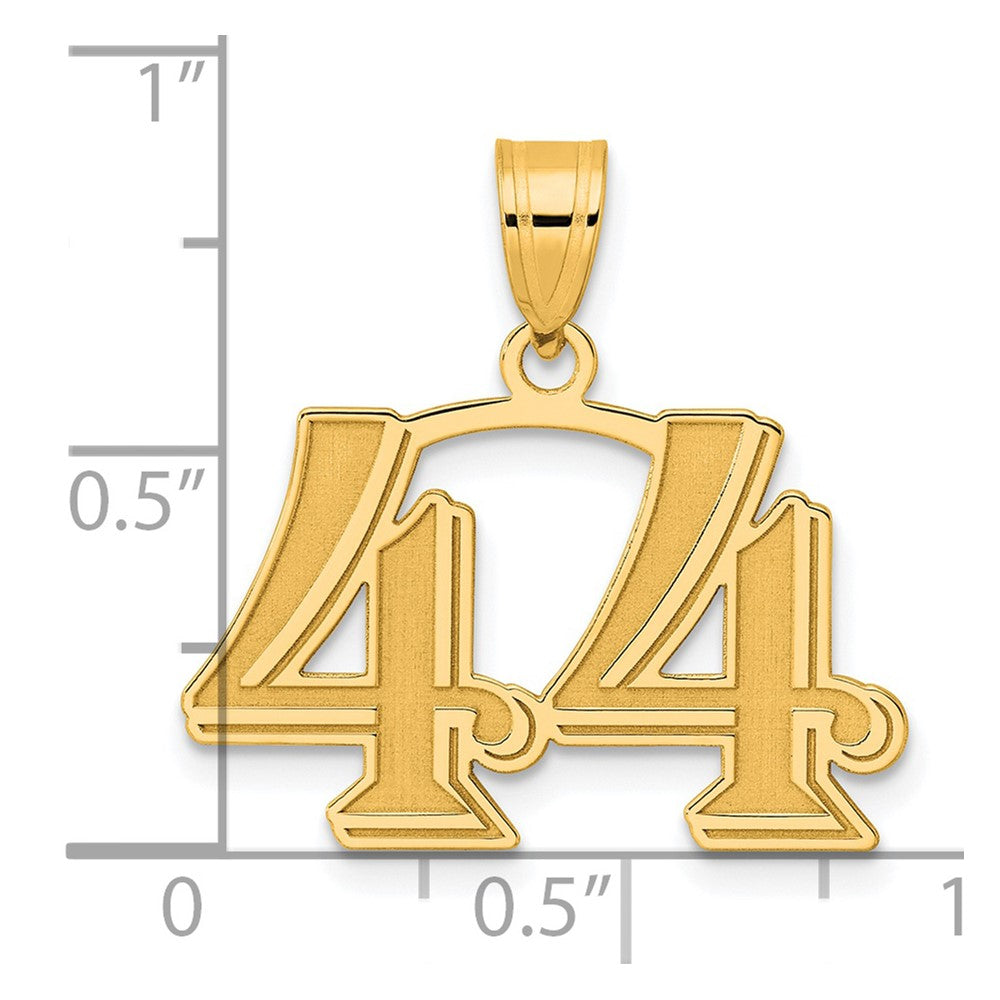 14k Yellow Gold Polished Etched Number 44 Pendant