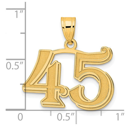 14k Yellow Gold Polished Etched Number 45 Pendant