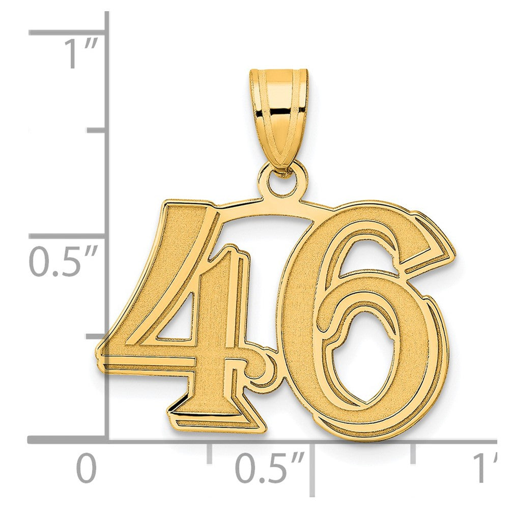 14k Yellow Gold Polished Etched Number 46 Pendant