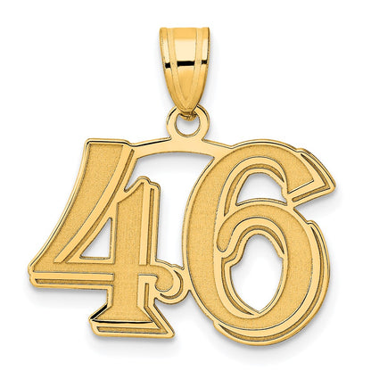 14k Yellow Gold Polished Etched Number 46 Pendant