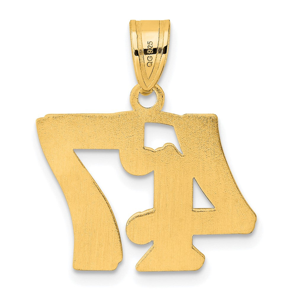 14k Yellow Gold Polished Etched Number 47 Pendant