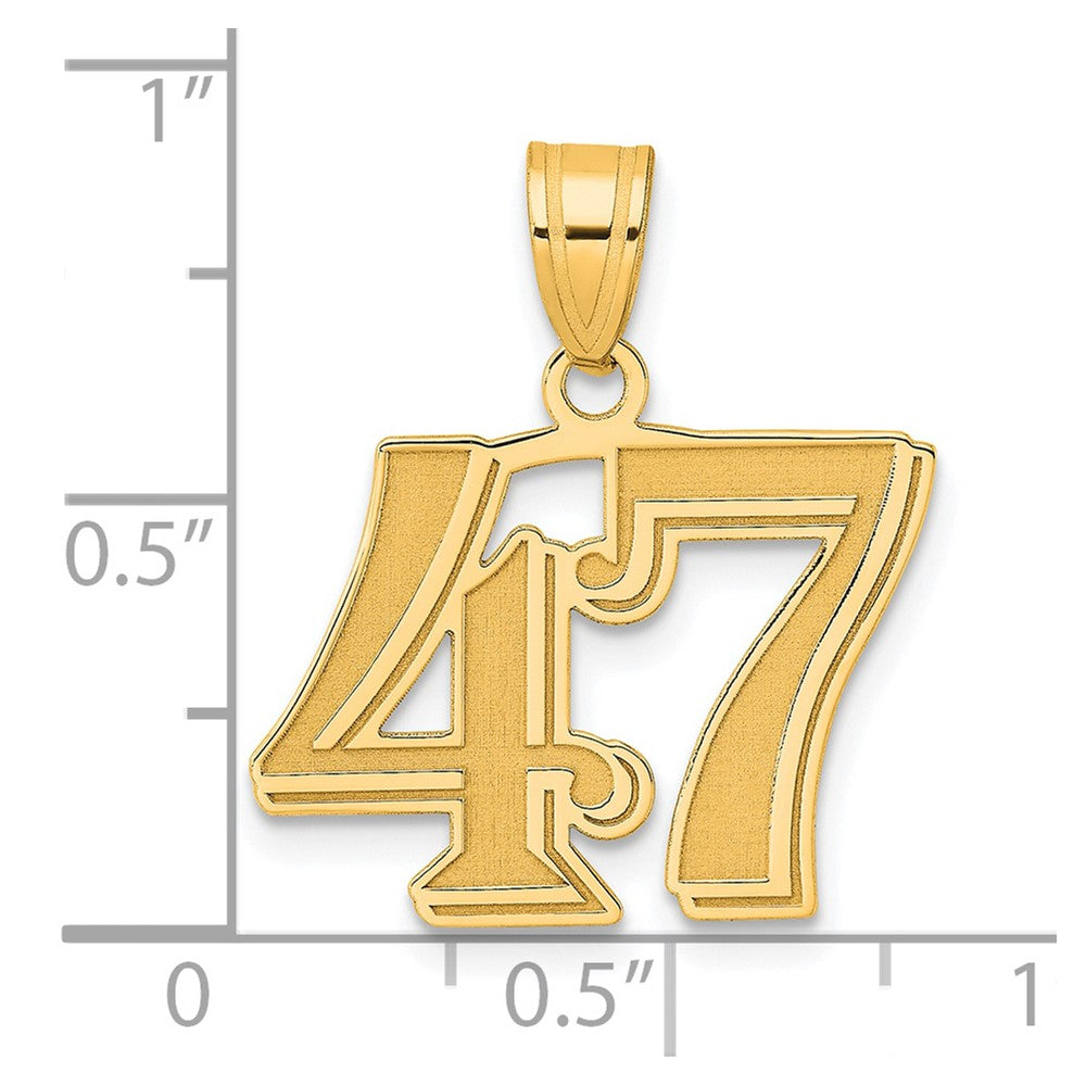 14k Yellow Gold Polished Etched Number 47 Pendant