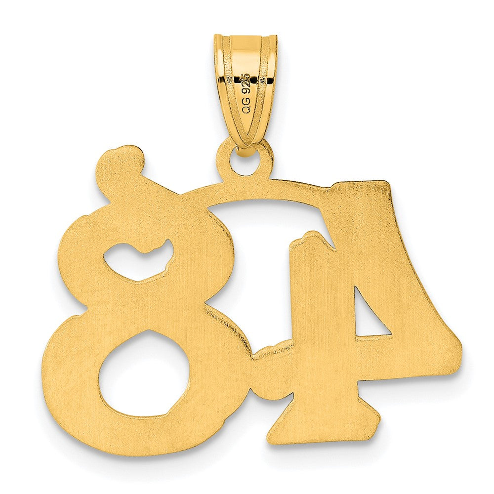 14k Yellow Gold Polished Etched Number 48 Pendant