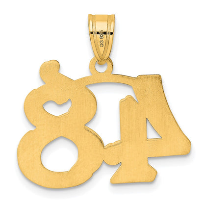 14k Yellow Gold Polished Etched Number 48 Pendant