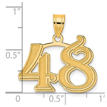 14k Yellow Gold Polished Etched Number 48 Pendant