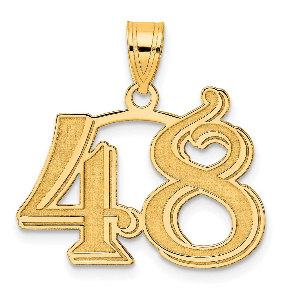 14k Yellow Gold Polished Etched Number 48 Pendant