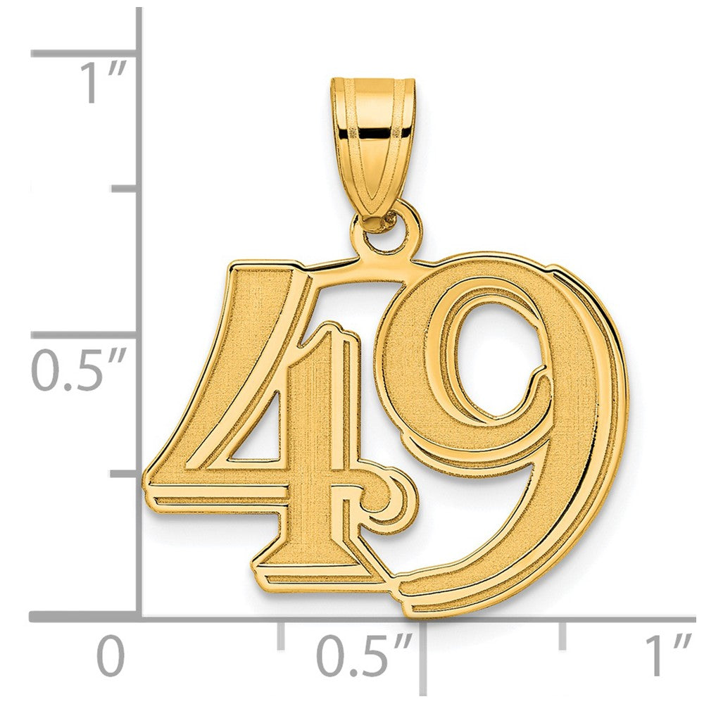 14k Yellow Gold Polished Etched Number 49 Pendant