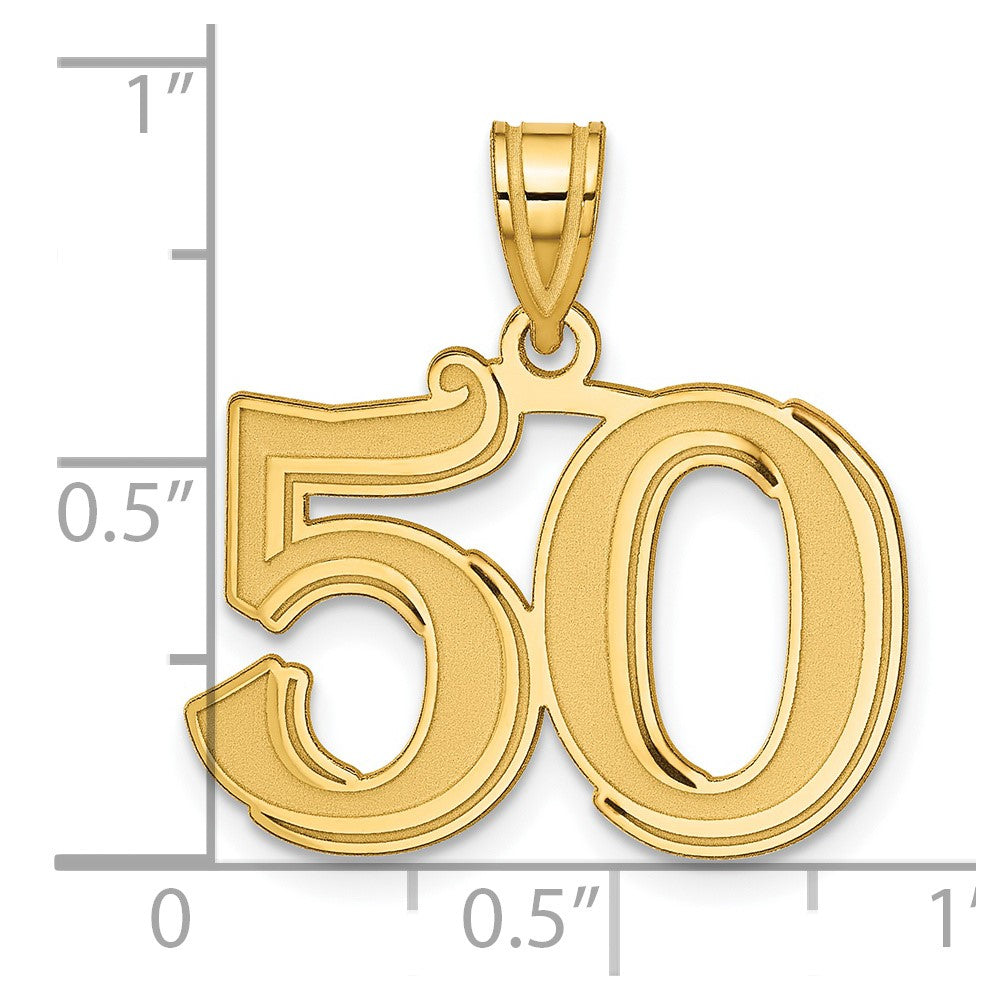 14k Yellow Gold Polished Etched Number 50 Pendant