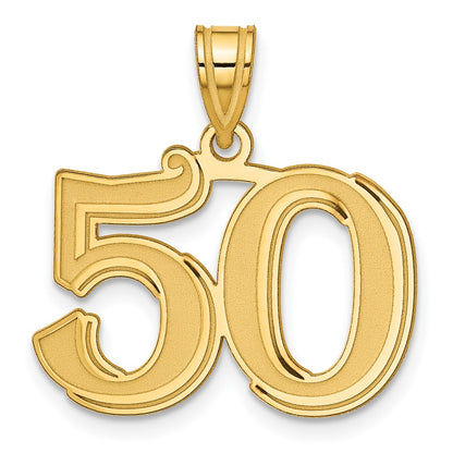 14k Yellow Gold Polished Etched Number 50 Pendant