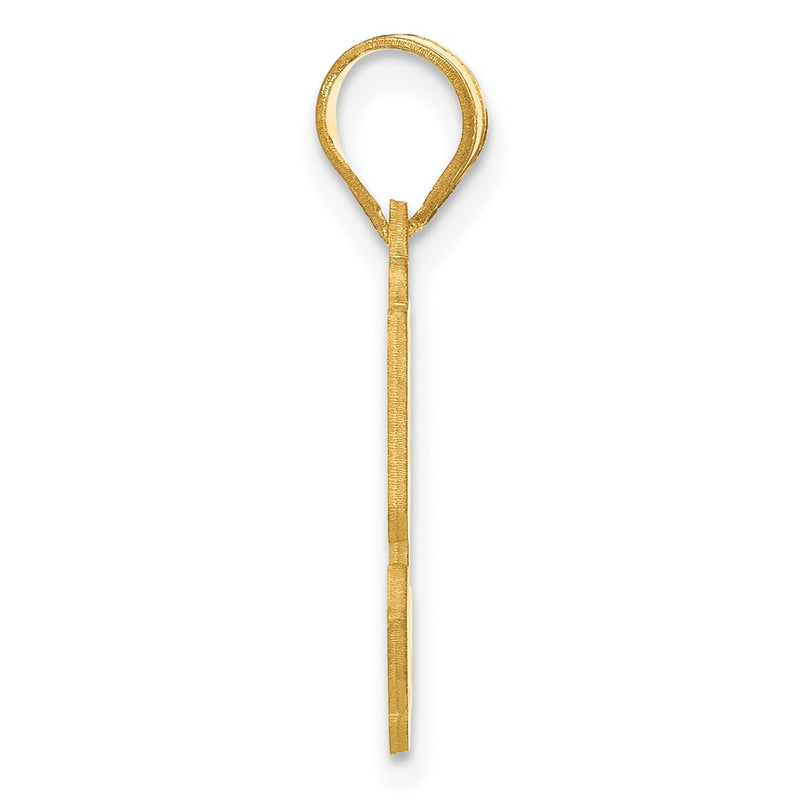 14k Yellow Gold Polished Etched Number 52 Pendant