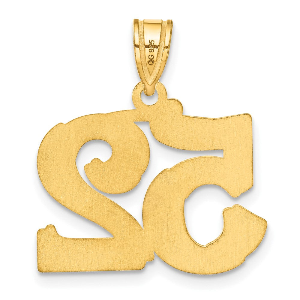 14k Yellow Gold Polished Etched Number 52 Pendant