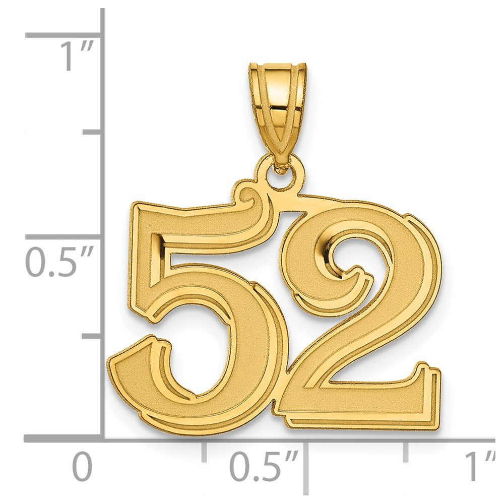 14k Yellow Gold Polished Etched Number 52 Pendant
