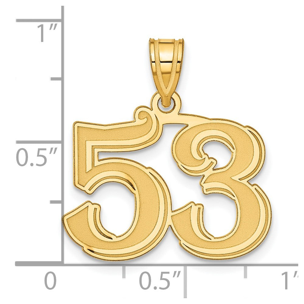 14k Yellow Gold Polished Etched Number 53 Pendant