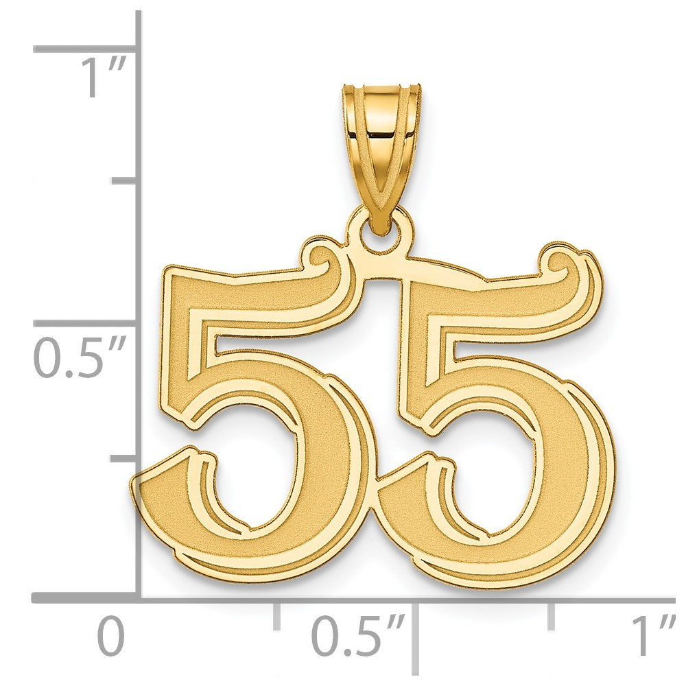14k Yellow Gold Polished Etched Number 55 Pendant