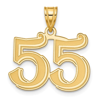 14k Yellow Gold Polished Etched Number 55 Pendant