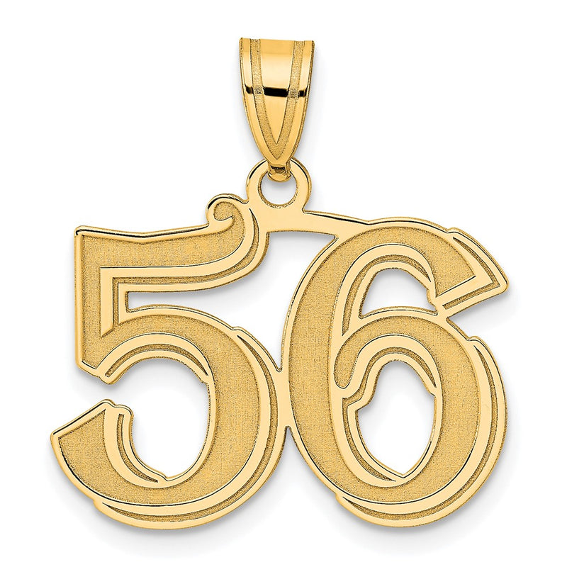 14k Yellow Gold Polished Etched Number 56 Pendant