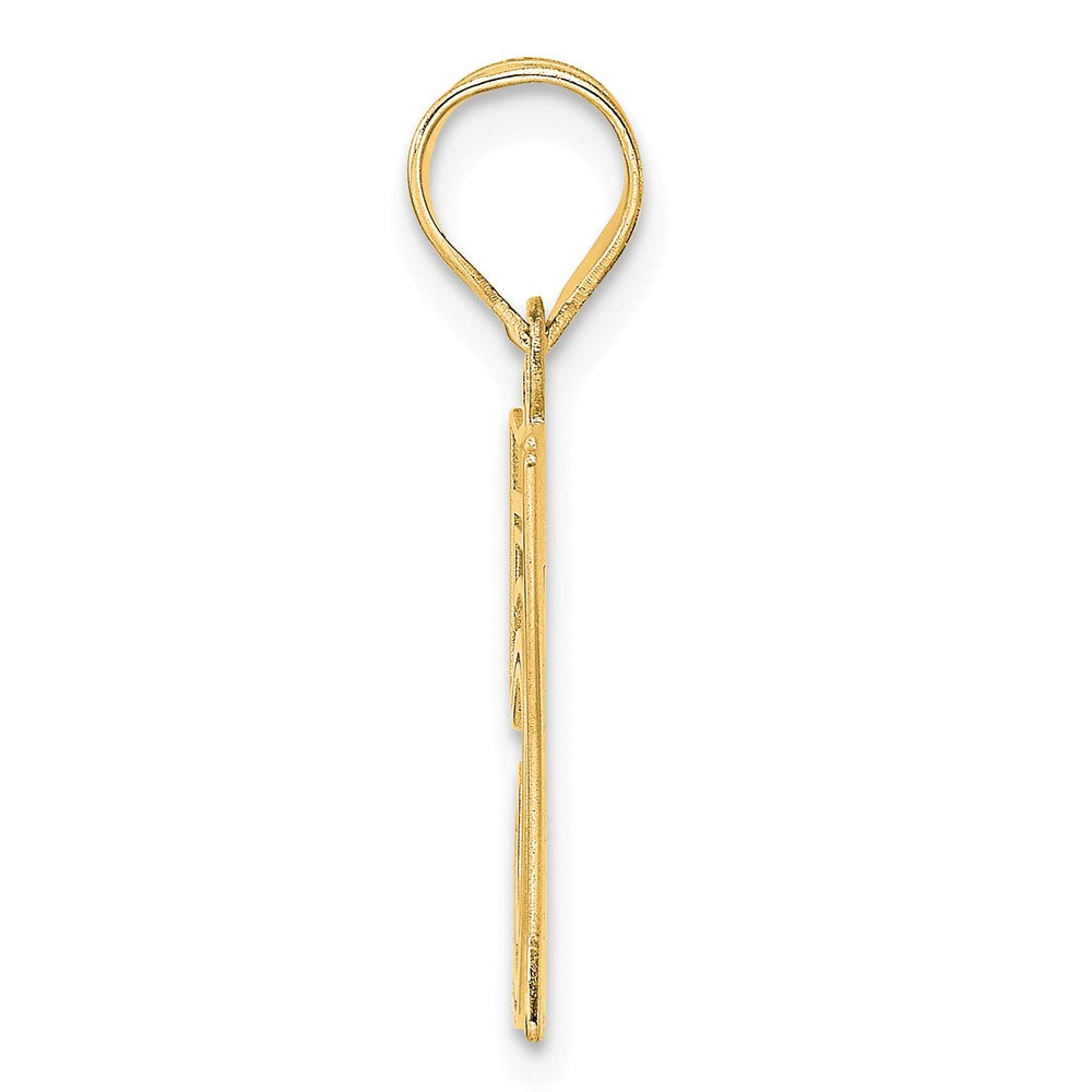14k Yellow Gold Polished Etched Number 57 Pendant