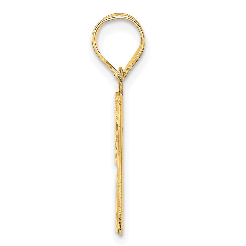 14k Yellow Gold Polished Etched Number 57 Pendant