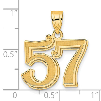 14k Yellow Gold Polished Etched Number 57 Pendant