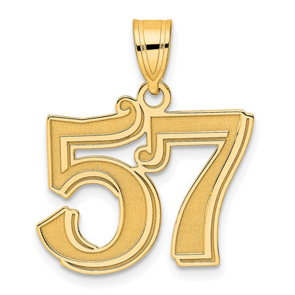 14k Yellow Gold Polished Etched Number 57 Pendant