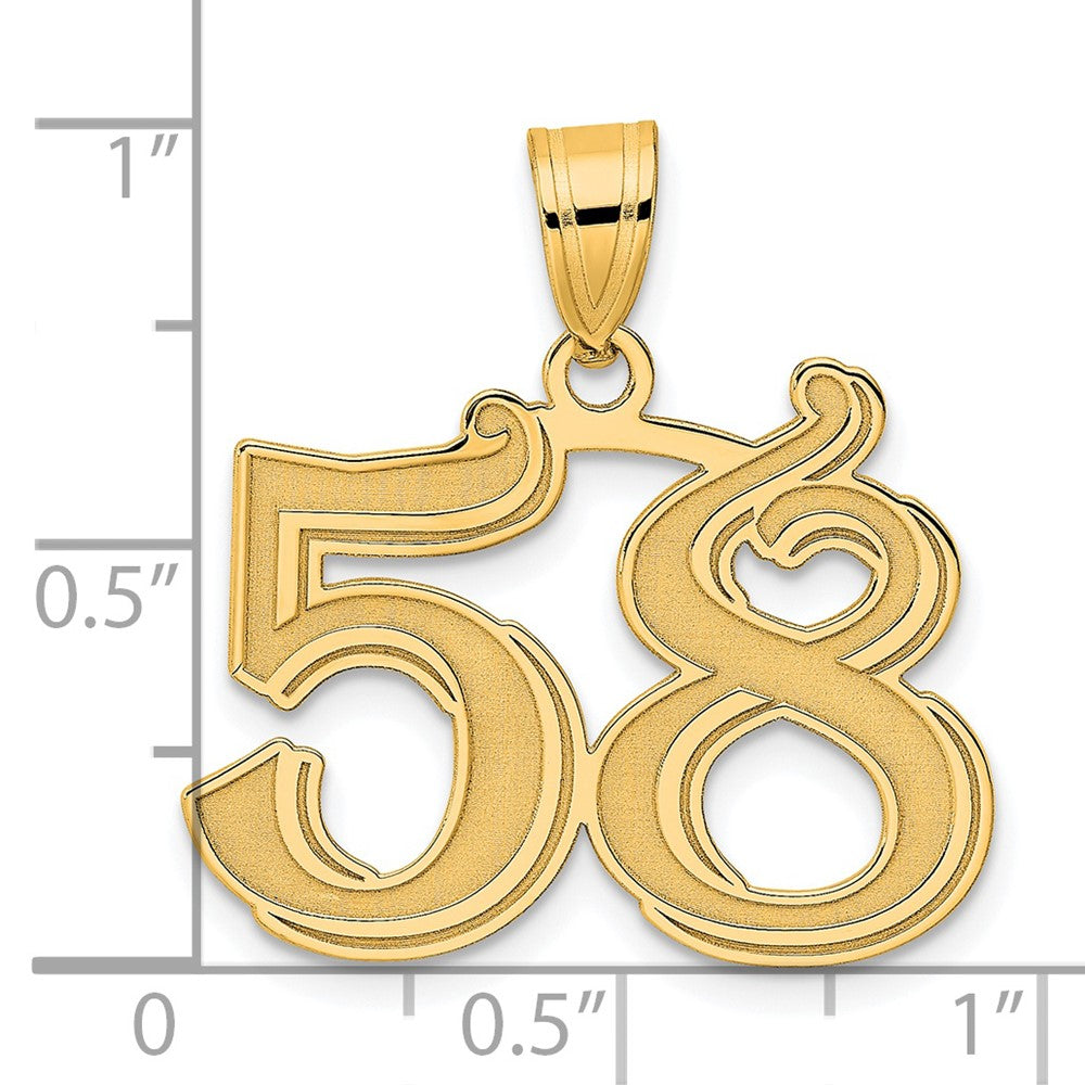 14k Yellow Gold Polished Etched Number 58 Pendant