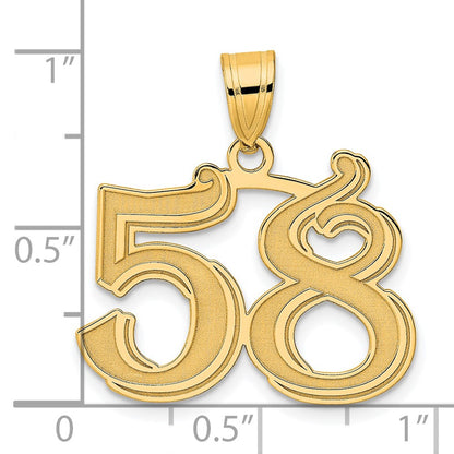 14k Yellow Gold Polished Etched Number 58 Pendant