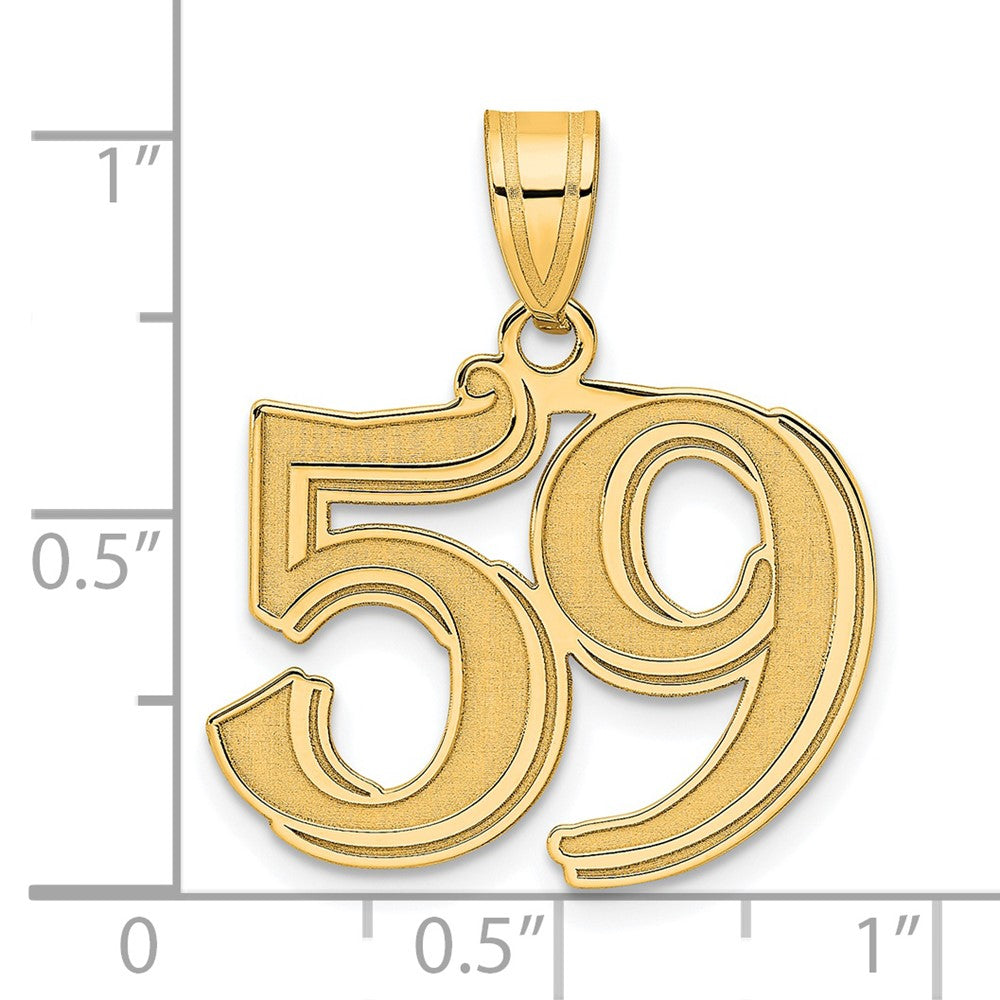 14k Yellow Gold Polished Etched Number 59 Pendant