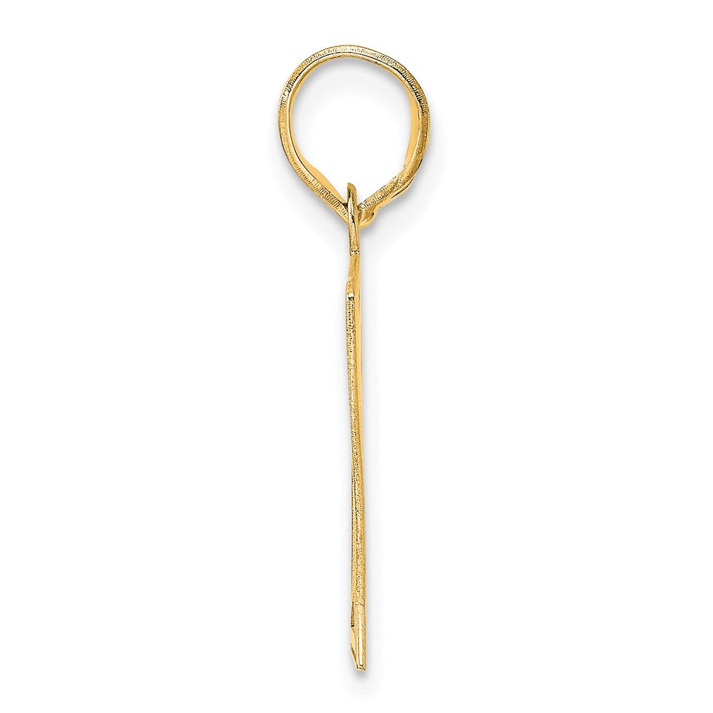 14k Yellow Gold Polished Etched Number 61 Pendant