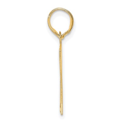 14k Yellow Gold Polished Etched Number 61 Pendant
