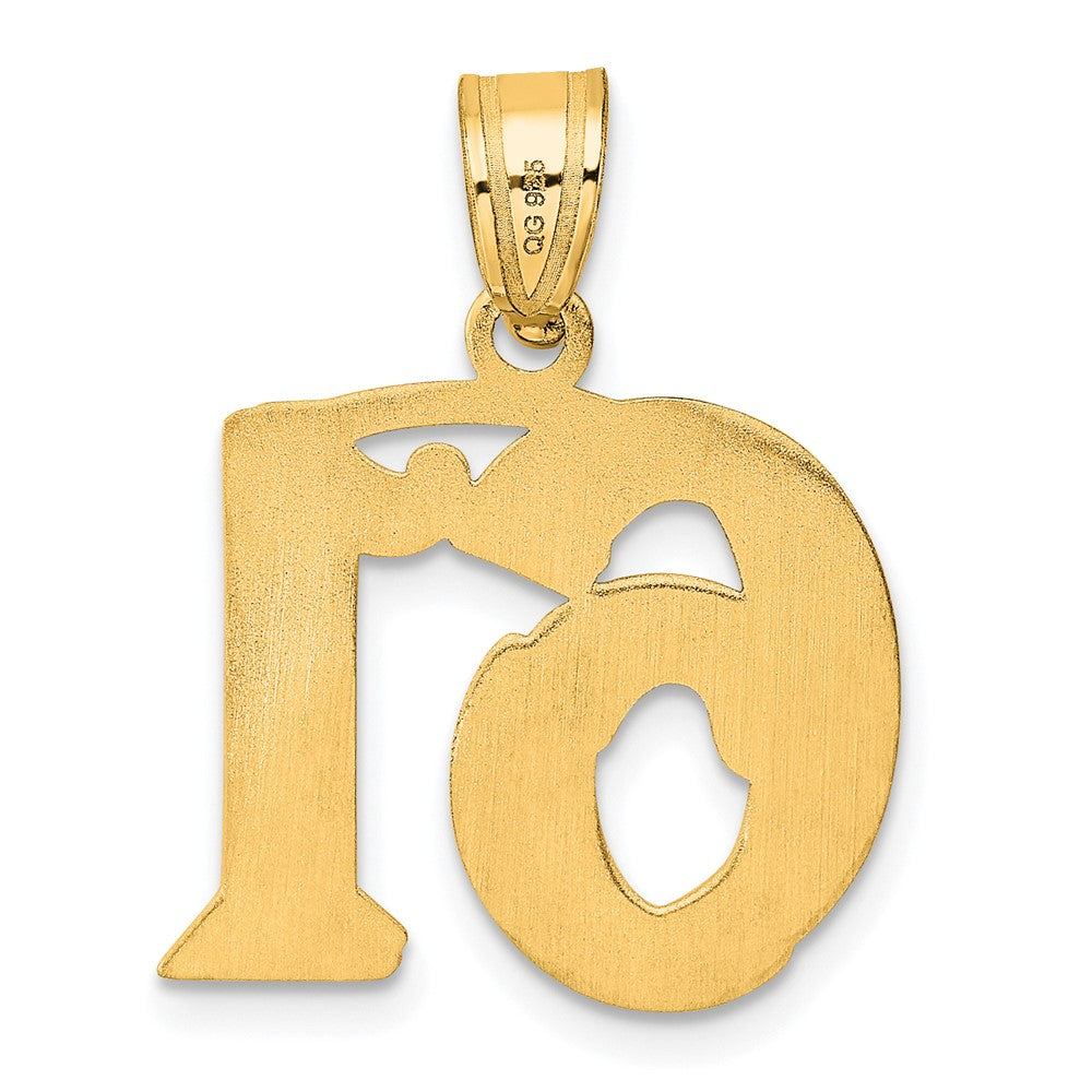 14k Yellow Gold Polished Etched Number 61 Pendant