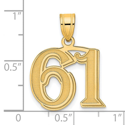 14k Yellow Gold Polished Etched Number 61 Pendant