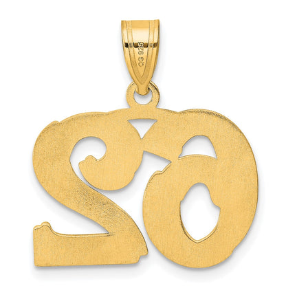 14k Yellow Gold Polished Etched Number 62 Pendant
